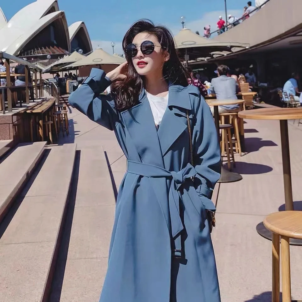 Klacwaya women 2020 fashion solid sashes long trench ladies turn down collar full sleeve slim windbreaker chic girls streetwear 
Klacwaya women 2020 fashion solid sashes long trench ladies turn down collar full sleeve slim windbreaker chic girls streetwear