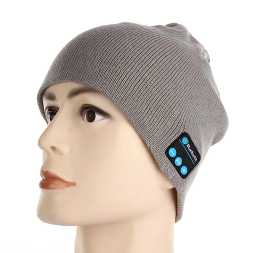 Зимняя Bluetooth перезаряжаемая через USB Музыкальная гарнитура теплая вязаная