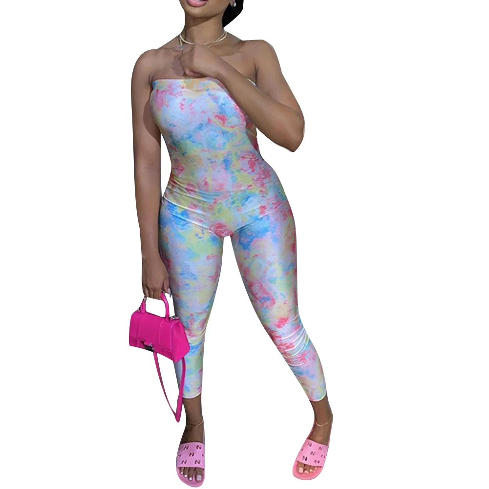 Women Tie Dye Print Sleeveless Jumpsuit Female Sexy Sheath Strapless Streetwear Bodycon Long Pants Jumpsuits Party Clubwear 2020
Women Tie Dye Print Sleeveless Jumpsuit Female Sexy Sheath Strapless Streetwear Bodycon Long Pants Jumpsuits Party Clubwear 2020