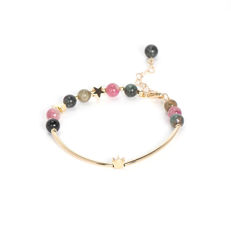 Fashion Natural Tourmaline Crystal Material Beaded Bracelet Personality Geometric Star Lucky Fine Jewelry Gifts for Girlfriend
Fashion Natural Tourmaline Crystal Material Beaded Bracelet Personality Geometric Star Lucky Fine Jewelry Gifts for Girlfriend
