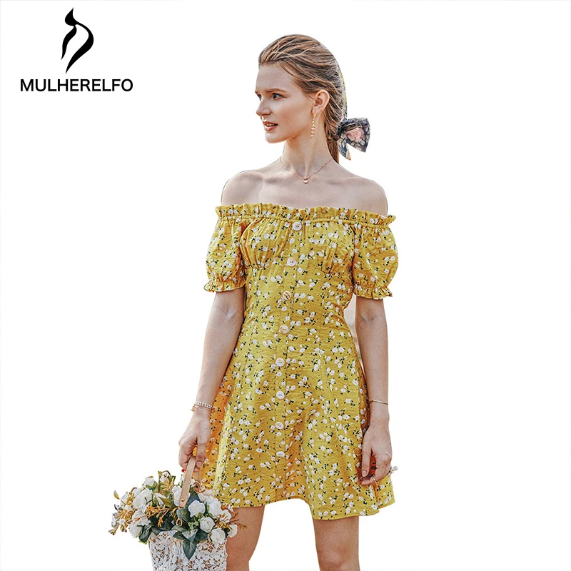 Off-Shoulder Floral Puff Sleeve Ladies Mini Dress Hedging Basic Sweet Elegant Female Dress Print Women Dress
Off-Shoulder Floral Puff Sleeve Ladies Mini Dress Hedging Basic Sweet Elegant Female Dress Print Women Dress