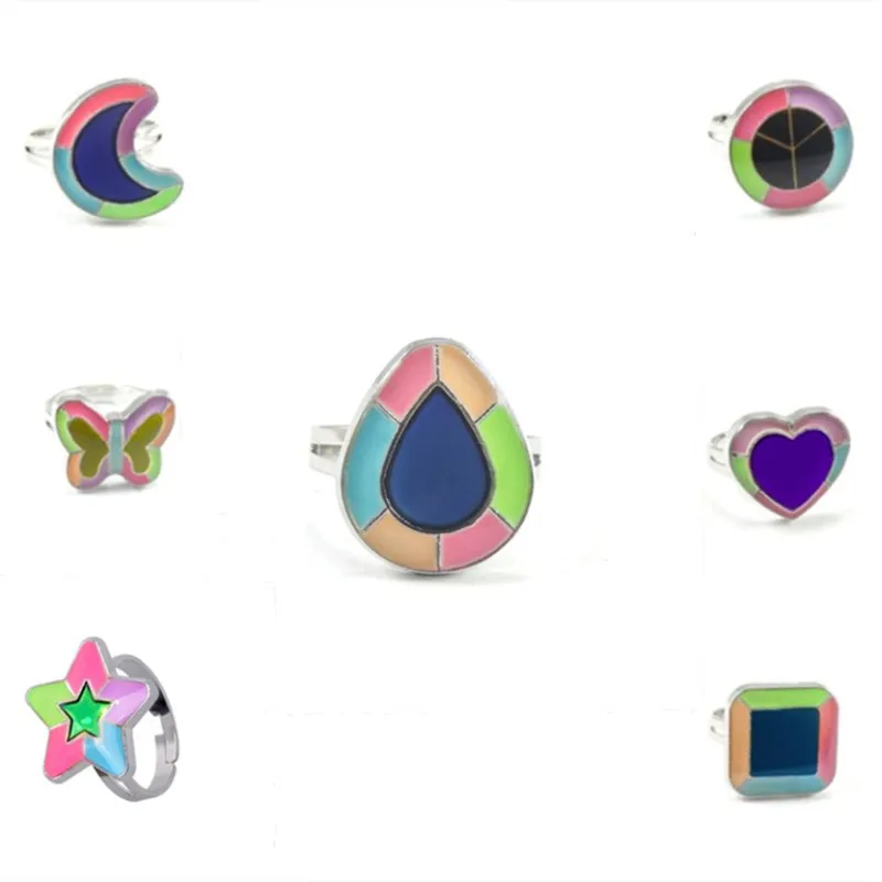 butterfly. Moon, star, heart shape and other geometric mixed emotional ring color changing ring size adjustable temperature ring
butterfly. Moon, star, heart shape and other geometric mixed emotional ring color changing ring size adjustable temperature ring