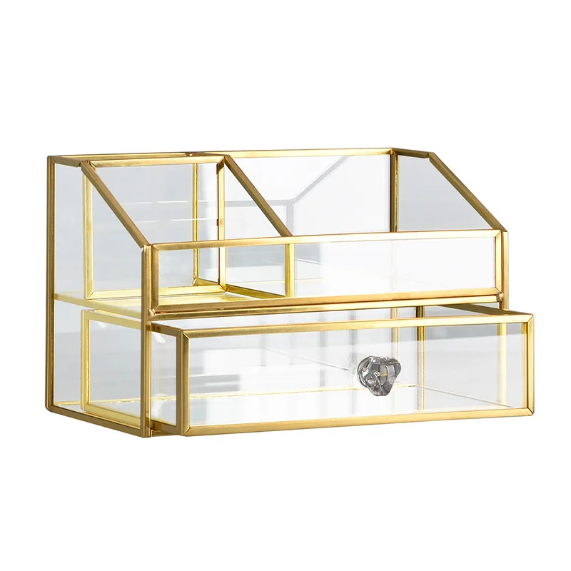 Simple Copper Glass Cosmetic Storage Box Transparent Lipstick Eyebrow Pencil Jewelry Organizer Classification Storage Rack
Simple Copper Glass Cosmetic Storage Box Transparent Lipstick Eyebrow Pencil Jewelry Organizer Classification Storage Rack