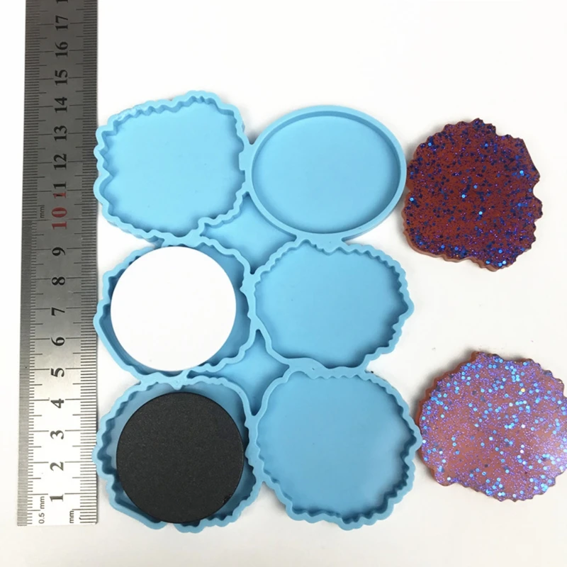 

2021 New Tray Epoxy Resin Mold Six Irregular Circles Silicone Mould DIY Crafts Decorations Casting Tool