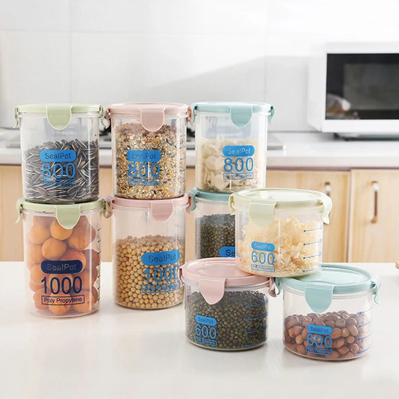 600-1000ML Sealed Cans Household Kitchen Plastic Covered With Transparent Jar Grain Storage Box Miscellaneous Grain Storage Cans
600-1000ML Sealed Cans Household Kitchen Plastic Covered With Transparent Jar Grain Storage Box Miscellaneous Grain Storage Cans