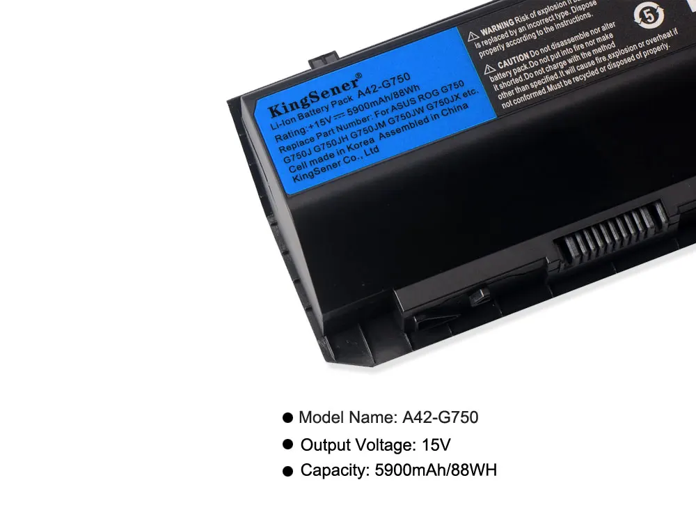 KingSener 15V 88WH A42-G750 Laptop Battery for ASUS ROG G750 G750J G750JH G750JM G750JS G750JW G750JX G750JZ Series 5900mAh
KingSener 15V 88WH A42-G750 Laptop Battery for ASUS ROG G750 G750J G750JH G750JM G750JS G750JW G750JX G750JZ Series 5900mAh