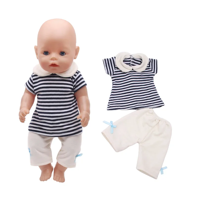 43 Cm Boy American Dolls Clothes 2Pcs/Set Summer Collar Striped Short-Sleeved Suit Born Baby Toy Accessories 18 Inch Girls f291
43 Cm Boy American Dolls Clothes 2Pcs/Set Summer Collar Striped Short-Sleeved Suit Born Baby Toy Accessories 18 Inch Girls f291