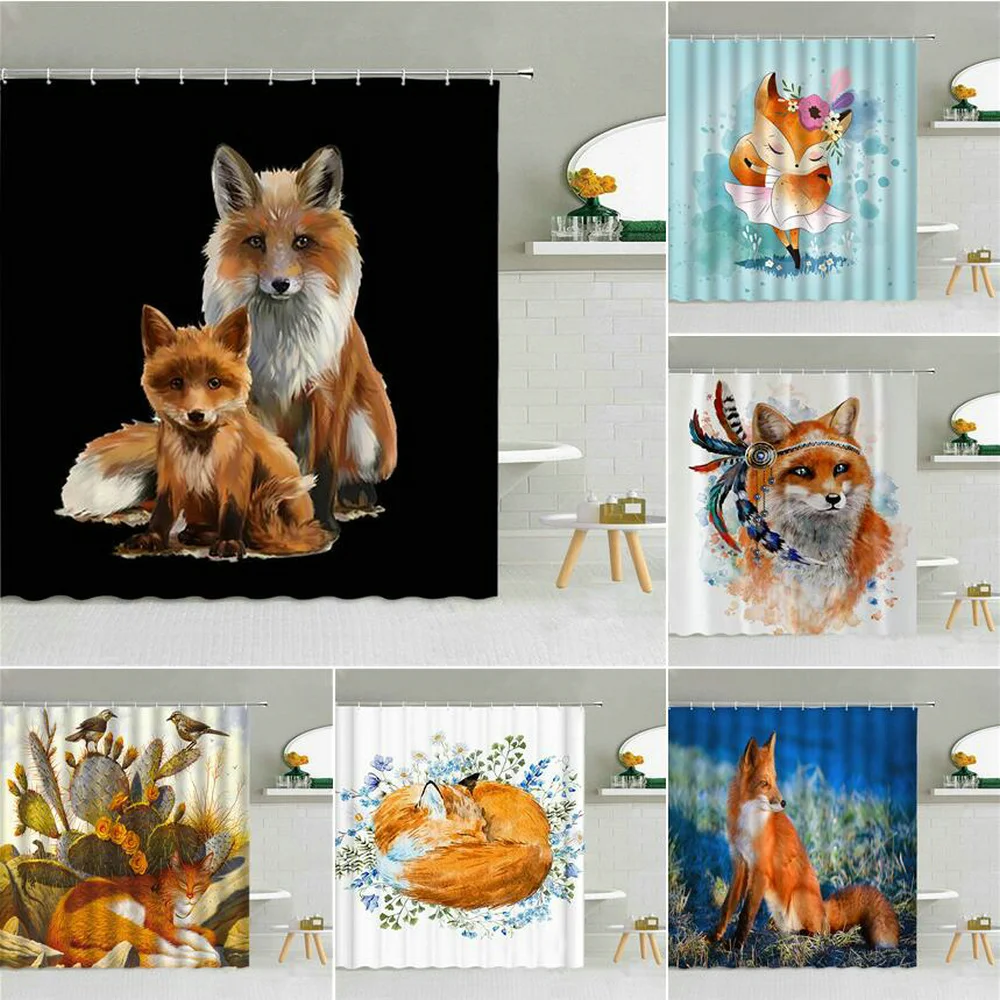 Cunning Fox Shower Curtain Set Feather Flower Cactus Wildlife Animal Home Bathtub Decor Elephant Waterproof Hanging Curtains
Cunning Fox Shower Curtain Set Feather Flower Cactus Wildlife Animal Home Bathtub Decor Elephant Waterproof Hanging Curtains