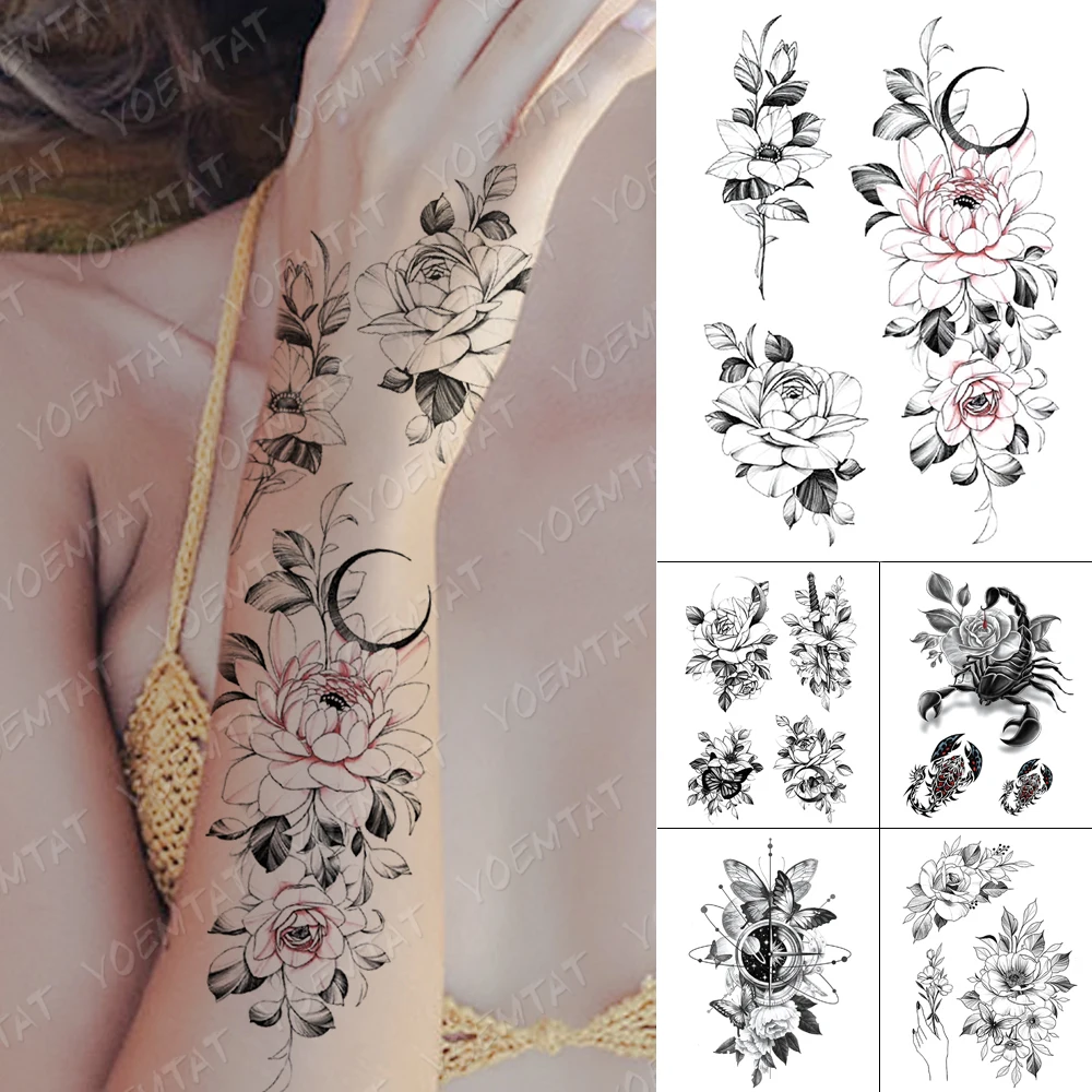 Waterproof Temporary Tattoo Sticker Simple Line Flowers Rose Moon Flash Tattoos Scorpion Universe Body Art Arm Fake Tatoo Women
Waterproof Temporary Tattoo Sticker Simple Line Flowers Rose Moon Flash Tattoos Scorpion Universe Body Art Arm Fake Tatoo Women