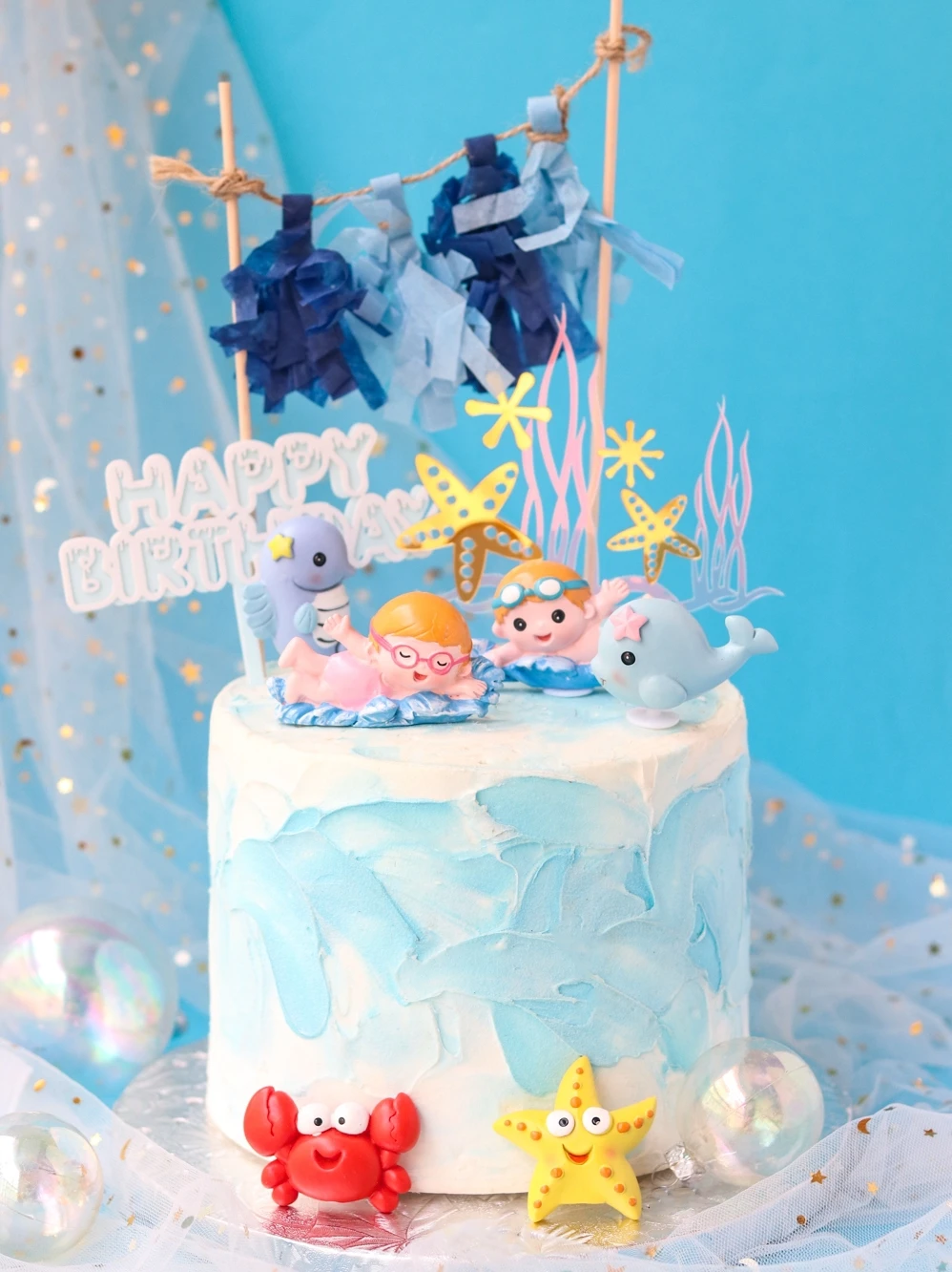 Resin Ocean Crab Starfish Seahorse Cake Topper Animal Swimming Boy Girl Baby Birthday Party Colorful Tassel Flag Baking Supplie
Resin Ocean Crab Starfish Seahorse Cake Topper Animal Swimming Boy Girl Baby Birthday Party Colorful Tassel Flag Baking Supplie