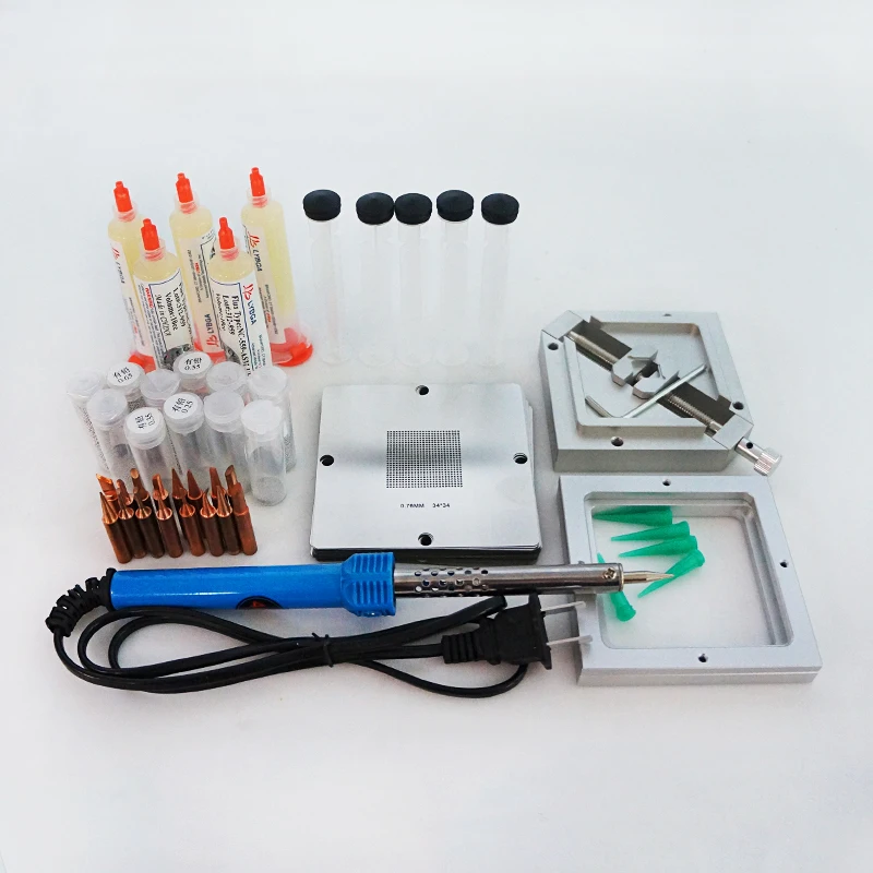 29pcs BGA stencils 90MM BGA Reballing jig HT-90 silvery 25K Solder balls + electric soldering iron 40W Soldering iron tip-900M
29pcs BGA stencils 90MM BGA Reballing jig HT-90 silvery 25K Solder balls + electric soldering iron 40W Soldering iron tip-900M