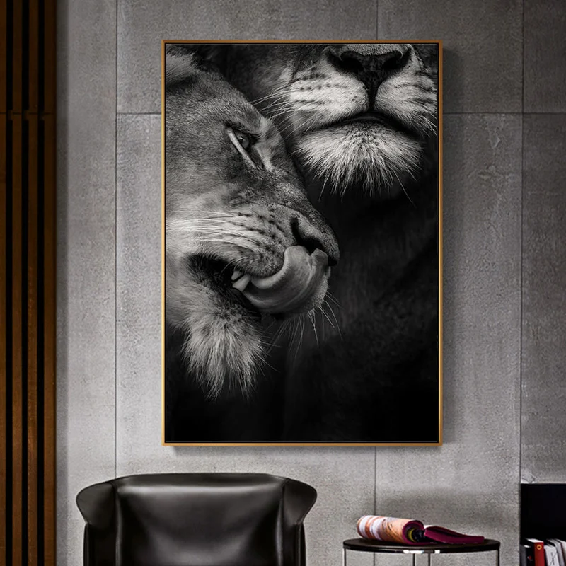 African Wild Lover Lions Canvas Paintings on the Wall Art Posters and Prints Black and White Animals Art Pictures Home Decor
African Wild Lover Lions Canvas Paintings on the Wall Art Posters and Prints Black and White Animals Art Pictures Home Decor