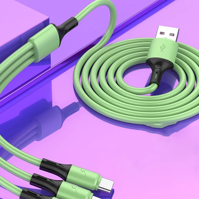 Жидкий силикон 3 в 1 кабель usb c типа зарядное устройство для iPhone Micro шнур быстрой