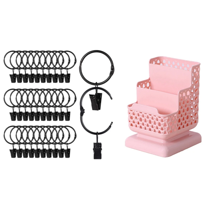 36Pcs 32mm Openable Curtain Rings with Clips with Cosmetic Storage Rack Plastic Office Storage Basket
36Pcs 32mm Openable Curtain Rings with Clips with Cosmetic Storage Rack Plastic Office Storage Basket