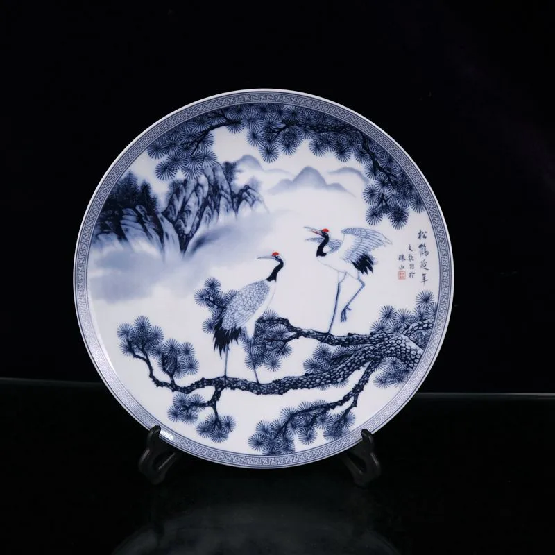 Фарфор Цзиндэчжэнь, сине-белый (изображение Songhe Yannian), сковорода с узором, Античная коллекция фарфора
Фарфор Цзиндэчжэнь, сине-белый (изображение Songhe Yannian), сковорода с узором, Античная коллекция фарфора