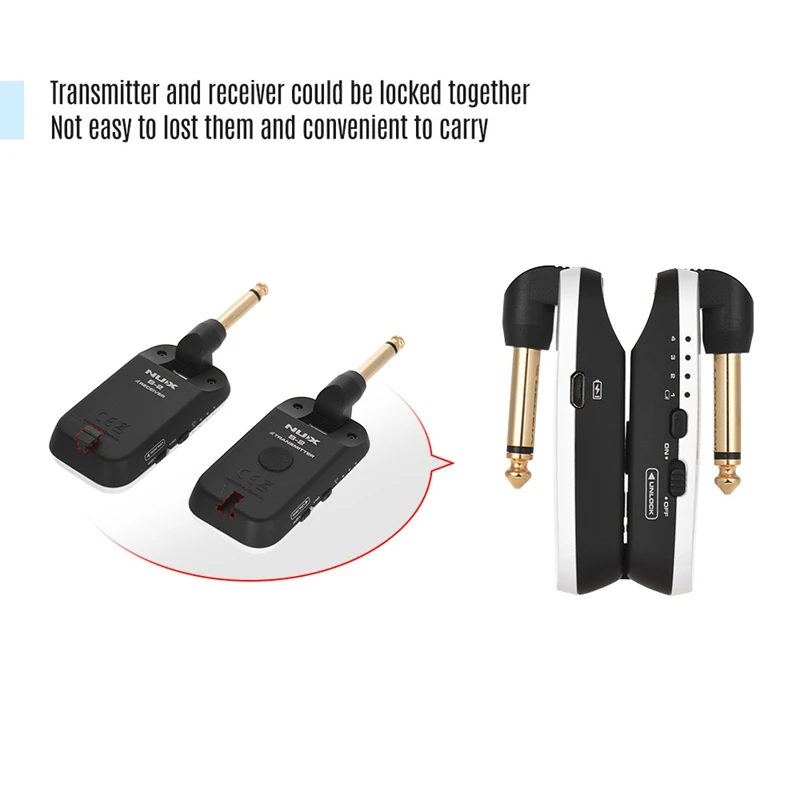 NUX B-2 Electric Guitar Wireless Transmitter Receiver System Portable Mini Audio No Cable 2.4G Wireless Guitar System
NUX B-2 Electric Guitar Wireless Transmitter Receiver System Portable Mini Audio No Cable 2.4G Wireless Guitar System