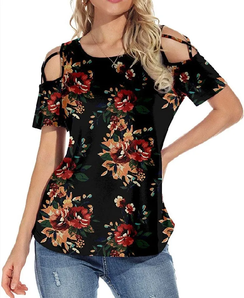 2021 new fashion summer women's T-shirt creative printing and dyeing short-sleeved top Black
2021 new fashion summer women's T-shirt creative printing and dyeing short-sleeved top Black