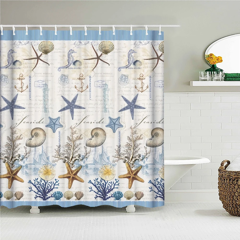 Cartoon Ocean Starfish Shell Shower Curtain 3D Printed Bathroom Curtains Polyester Fabric Home Decor Bathtub Screen with Hooks
Cartoon Ocean Starfish Shell Shower Curtain 3D Printed Bathroom Curtains Polyester Fabric Home Decor Bathtub Screen with Hooks