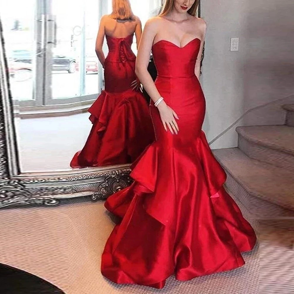 ANGELSBRIDEP Sweetheart Mermaid Prom Dresses Evening Party Gowns Vestidos de festa High Quality Satin Formal Wedding Dress Hot
ANGELSBRIDEP Sweetheart Mermaid Prom Dresses Evening Party Gowns Vestidos de festa High Quality Satin Formal Wedding Dress Hot