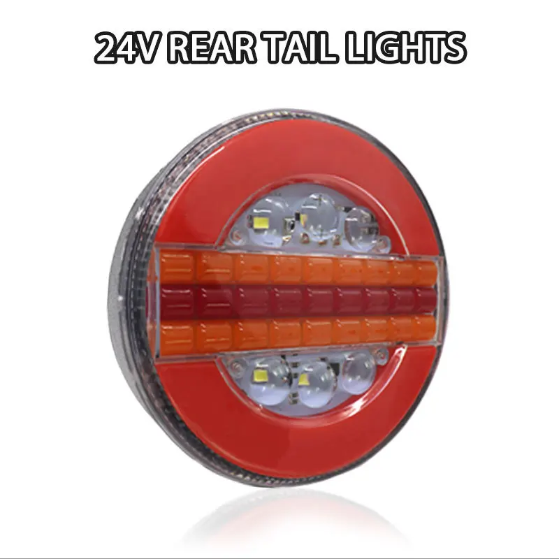 

24V LED Trailer Truck Tail Light Brake Light DRL Dynamic Flow Turn Signal Lamp Strobe Light For Car Boat Bus Van Caravan