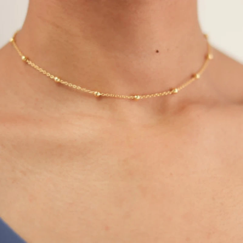 Fashion Short Gold-plated Small Ball Chain Necklace Women's Clavicle Chain Simple and Delicate Short Necklace 
Fashion Short Gold-plated Small Ball Chain Necklace Women's Clavicle Chain Simple and Delicate Short Necklace