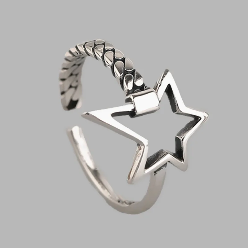 PANJBJ 925 Sterling Silver Personality Irregular Hollow Star Ring Lock Chain Open Finger Ring For Women Fashion Party 
PANJBJ 925 Sterling Silver Personality Irregular Hollow Star Ring Lock Chain Open Finger Ring For Women Fashion Party
