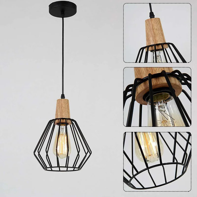Black Vintage Pendant Light Retro Metal Cage Hanging Fixtures Wooden Lampholder Kitchen Island Dining Room Bar Cafe Indoor Decor
Black Vintage Pendant Light Retro Metal Cage Hanging Fixtures Wooden Lampholder Kitchen Island Dining Room Bar Cafe Indoor Decor