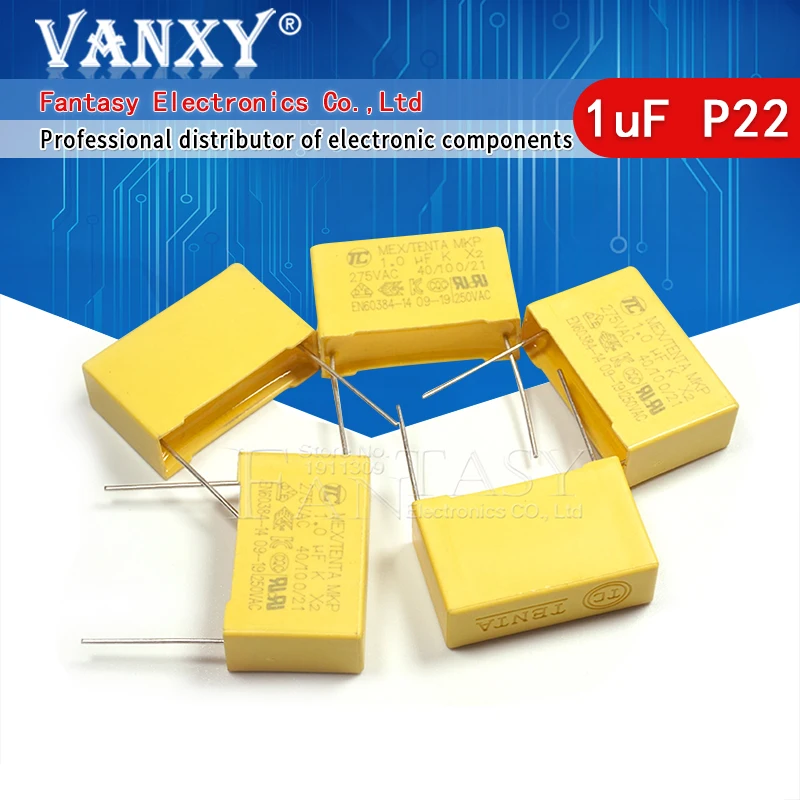 5pcs capacitor X2 capacitor 275VAC Pitch 27.5mm X2 Polypropylene film capacitor 1uF
5pcs capacitor X2 capacitor 275VAC Pitch 27.5mm X2 Polypropylene film capacitor 1uF