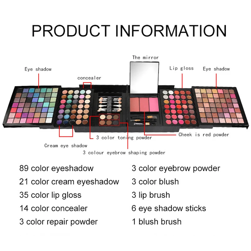 Professional Shadows Makeup Eyeshadow Pallete 177 Color All In One Palette Makeup Set Glitter Palette of Shadows Blush
Professional Shadows Makeup Eyeshadow Pallete 177 Color All In One Palette Makeup Set Glitter Palette of Shadows Blush