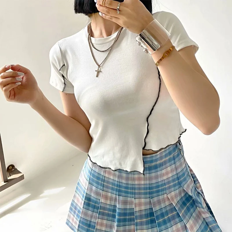 Crop Top Summer Tops Shirt Women's Clothing Streetwear Ruffles Top Tees Blusas Lady O-Neck Short Sleeves Pullover Mujer
Crop Top Summer Tops Shirt Women's Clothing Streetwear Ruffles Top Tees Blusas Lady O-Neck Short Sleeves Pullover Mujer