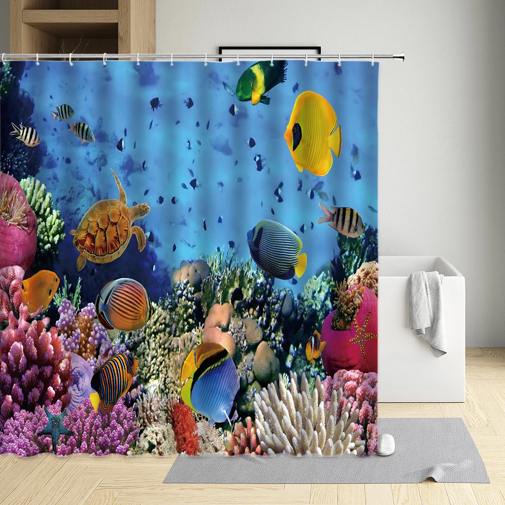 Ocean Coral Sea Turtle Shower Curtain Fish Jellyfish Starfish Shark Devil Fish Dolphin Mermaid Cloth Bathroom Decor Bath Screen
Ocean Coral Sea Turtle Shower Curtain Fish Jellyfish Starfish Shark Devil Fish Dolphin Mermaid Cloth Bathroom Decor Bath Screen