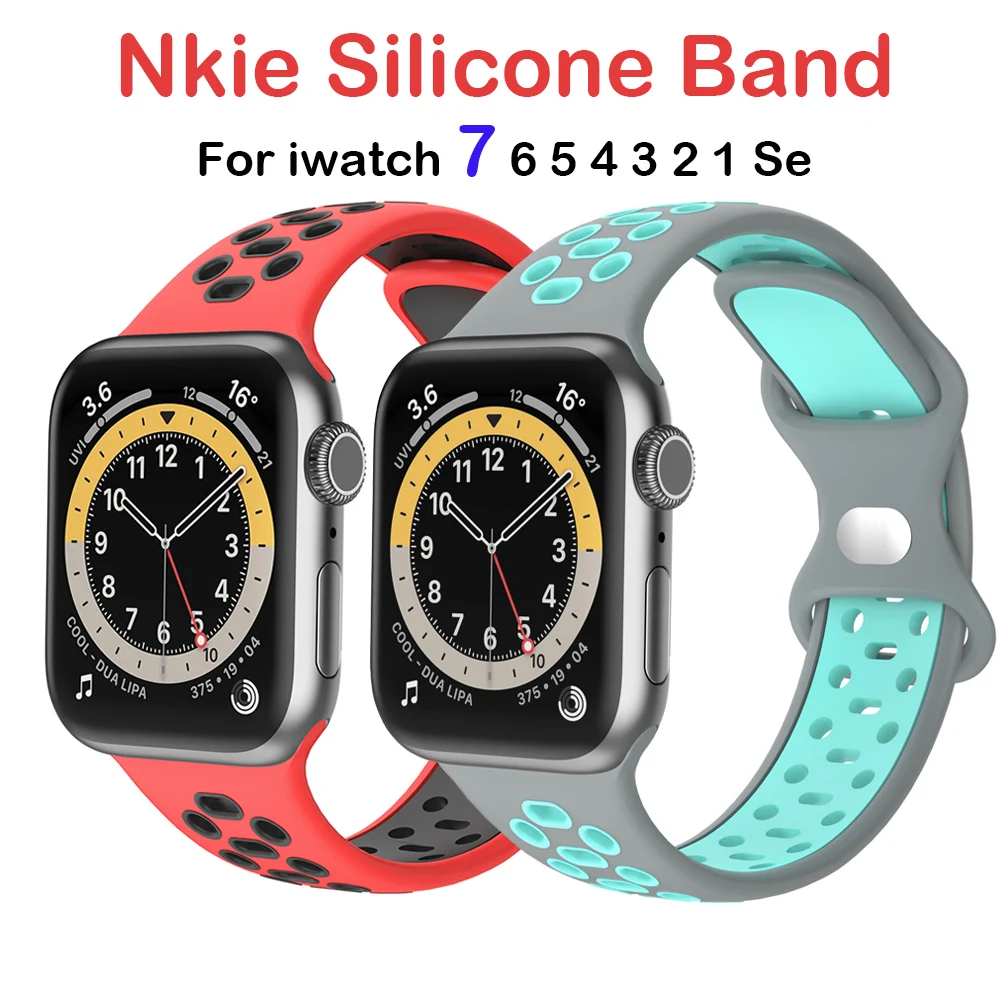 Silicone Strap For Apple Watch 7 band 44mm 45mm 40mm 41mm Rubber Watchband Sport Bracelet Apple Watch 7 6 5 4 3 Band Accessories
Silicone Strap For Apple Watch 7 band 44mm 45mm 40mm 41mm Rubber Watchband Sport Bracelet Apple Watch 7 6 5 4 3 Band Accessories