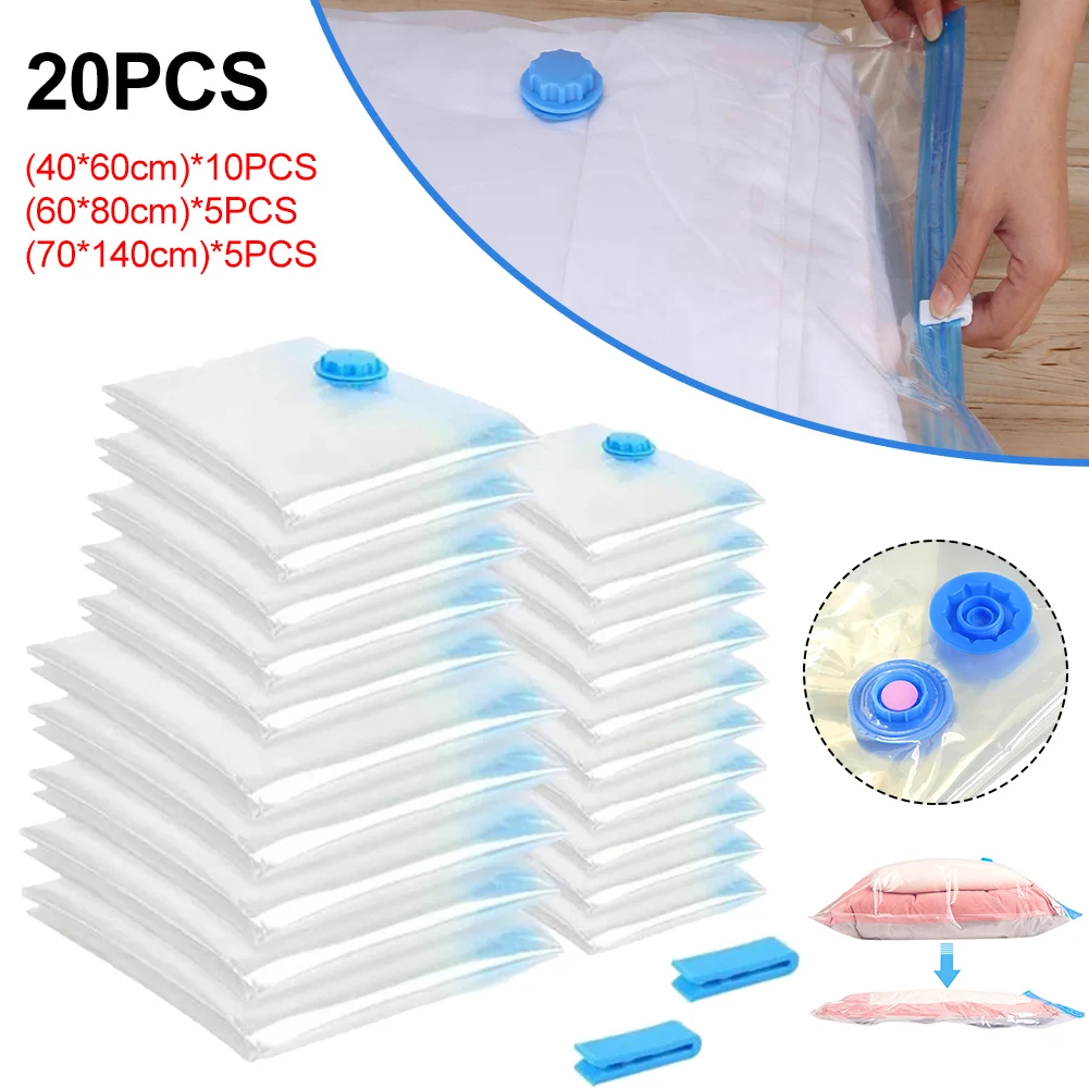 20PCS Vacuum Storage Bag Clear Waterproof Dustproof Sealed Compression Bag Double Zip Clothes Storage Bag
20PCS Vacuum Storage Bag Clear Waterproof Dustproof Sealed Compression Bag Double Zip Clothes Storage Bag