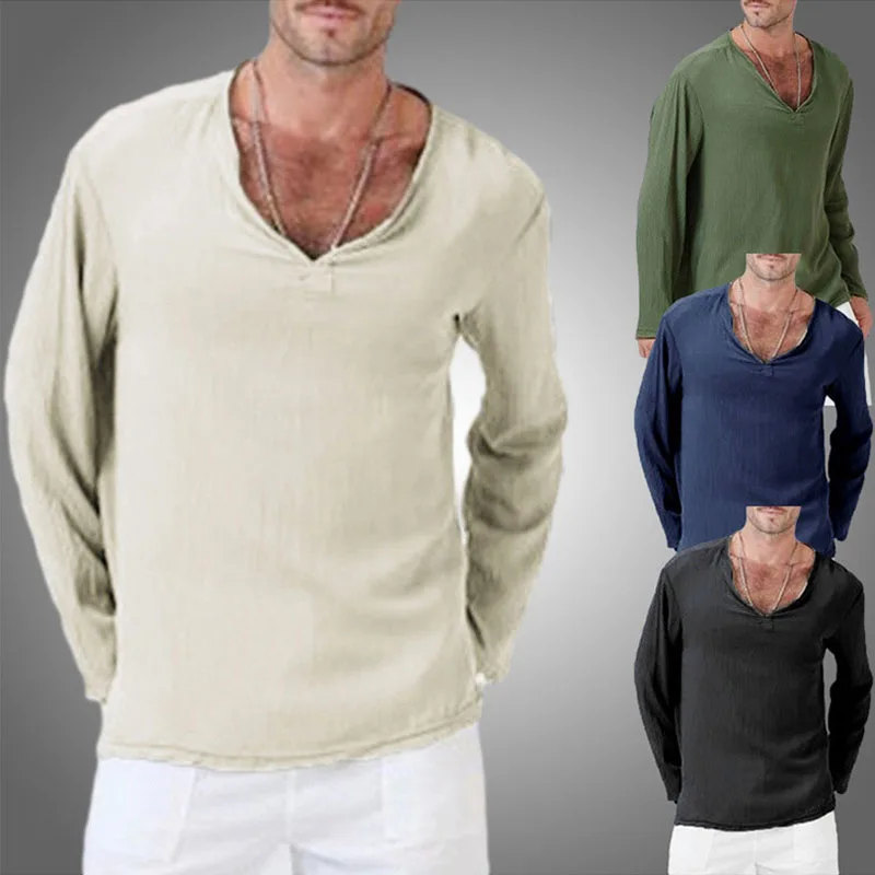 Футболка мужская с V-образным вырезом, модная свободная тенниска из хлопка и льна, повседневная майка с длинными рукавами, большие размеры, о...
Футболка мужская с V-образным вырезом, модная свободная тенниска из хлопка и льна, повседневная майка с длинными рукавами, большие размеры, о...