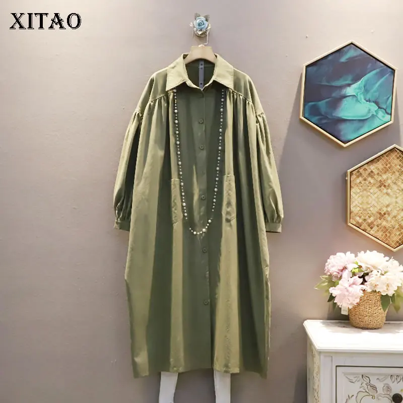 XITAO Solid Color Shirt Dress Autumn New Korea Loose Large Size Simplicity Turn-down Collar Pleated Mid-length Women WMD3552
XITAO Solid Color Shirt Dress Autumn New Korea Loose Large Size Simplicity Turn-down Collar Pleated Mid-length Women WMD3552