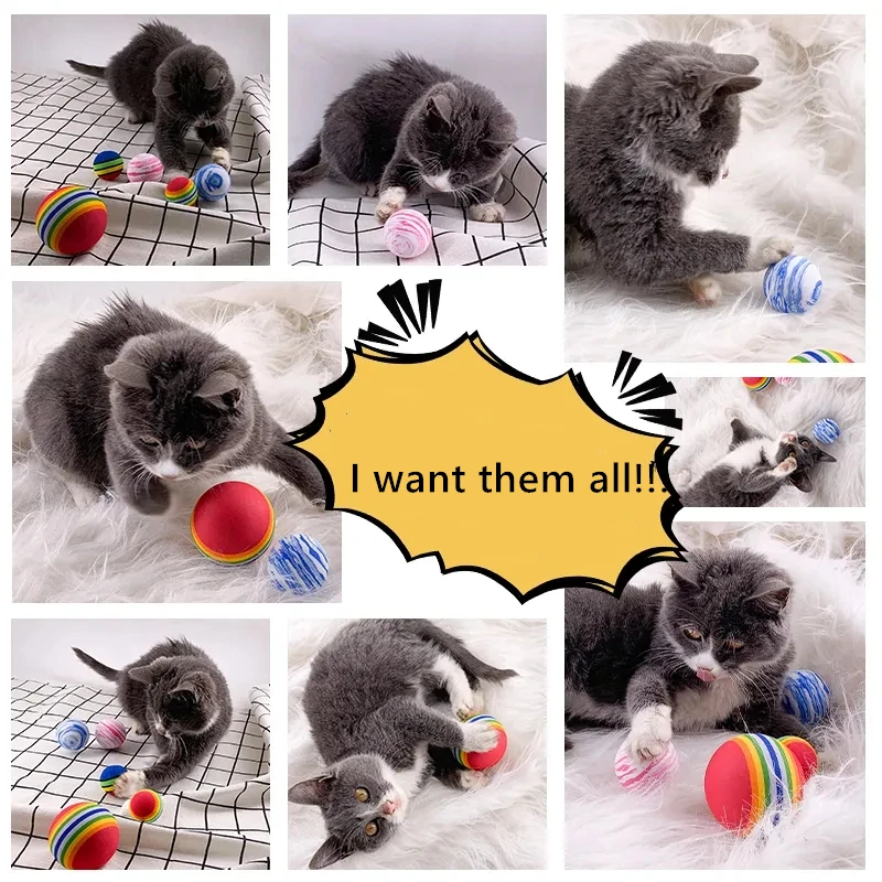 8/10PCS Biger Rainbow Ball Cat Toy Colorful Ball Interactive Pet Cat Dog Chew Toy Tooth Cleaning Balls Scratch EVA Training Ball
8/10PCS Biger Rainbow Ball Cat Toy Colorful Ball Interactive Pet Cat Dog Chew Toy Tooth Cleaning Balls Scratch EVA Training Ball