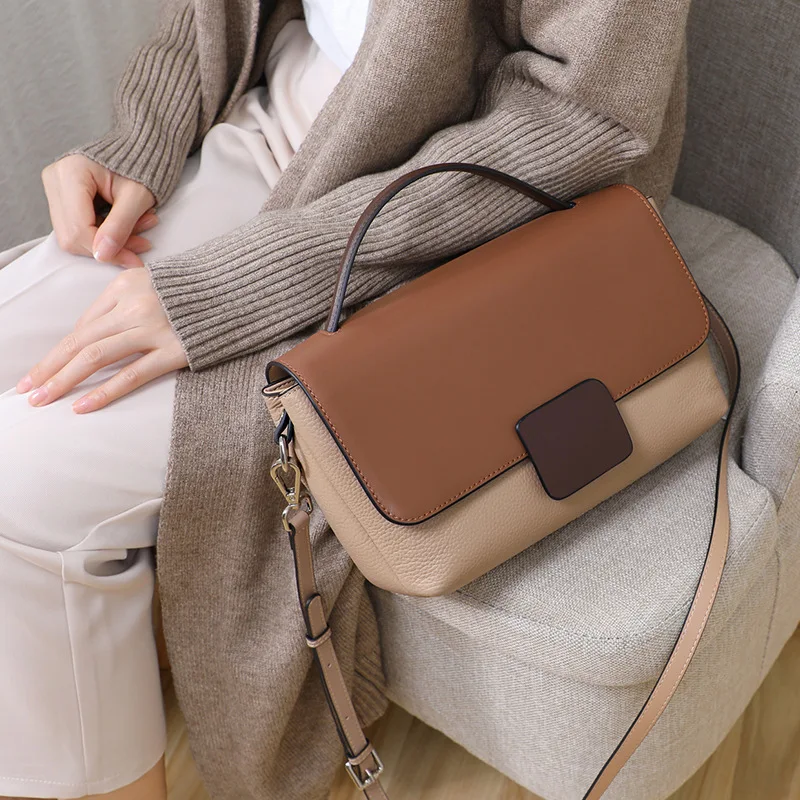2021 New Leather Messenger Women's Bag, Color-Blocking Shoulder Bag, Fashionable Handbag
2021 New Leather Messenger Women's Bag, Color-Blocking Shoulder Bag, Fashionable Handbag