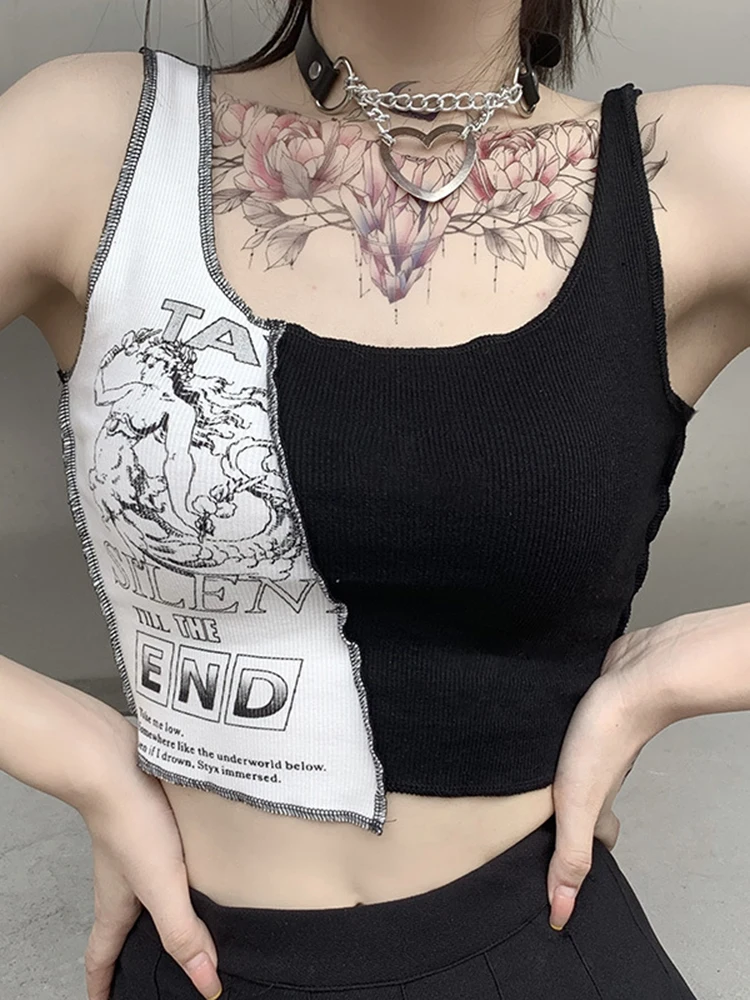 Summer Gothic Top Vintage Harajuku Camisole Sexy Women Print Black Tops Goth Party Club Crop Camis Streetwear S~L 21098
Summer Gothic Top Vintage Harajuku Camisole Sexy Women Print Black Tops Goth Party Club Crop Camis Streetwear S~L 21098