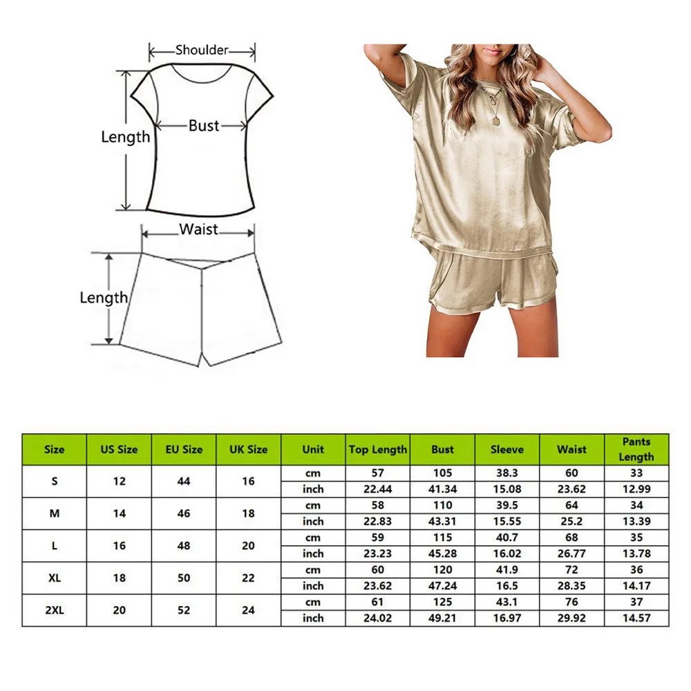2021 Womens Silk Satin Pajamas Pyjamas Set Short Sleeve Sleepwear Pijama Pajamas Suit Female Sleep Two Piece Set Loungewear
2021 Womens Silk Satin Pajamas Pyjamas Set Short Sleeve Sleepwear Pijama Pajamas Suit Female Sleep Two Piece Set Loungewear