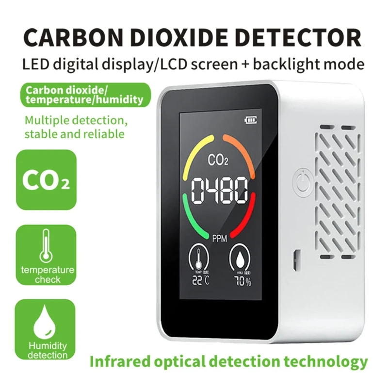 Portable CO2 Meter Digital Temperature Humidity Sensor Tester Air Quality Detect
Portable CO2 Meter Digital Temperature Humidity Sensor Tester Air Quality Detect