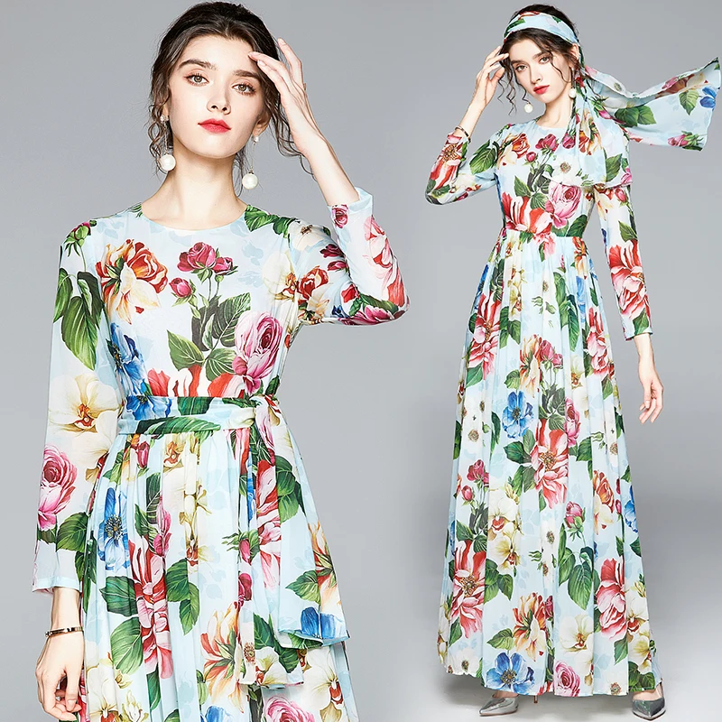 Women Summer Fashion Casual Floral Print Long Sleeve Floor Length Maxi Chiffon Vacastion Beach Dress
Women Summer Fashion Casual Floral Print Long Sleeve Floor Length Maxi Chiffon Vacastion Beach Dress