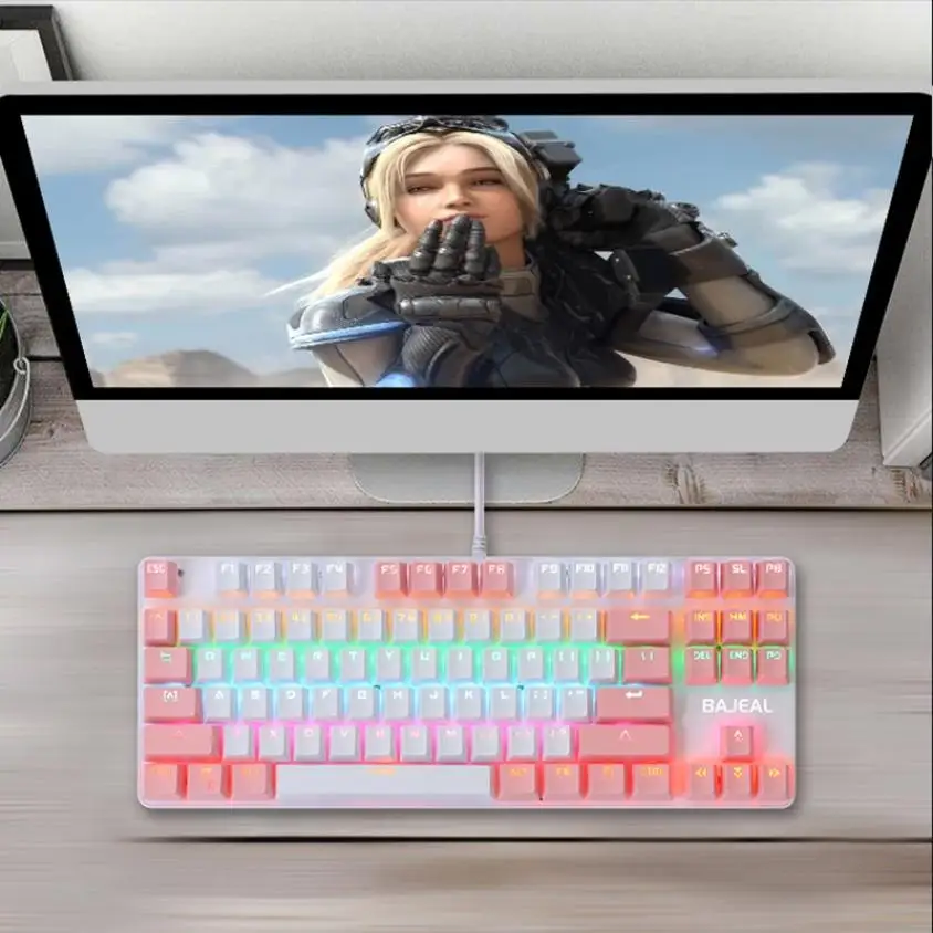 Gamer Gaming Bluetooth 4 Kleuren Twee-Kleur 87-Key Groene As Mechanische Toetsenbord Groen usb Gaming Toetsenbord
Gamer Gaming Bluetooth 4 Kleuren Twee-Kleur 87-Key Groene As Mechanische Toetsenbord Groen usb Gaming Toetsenbord