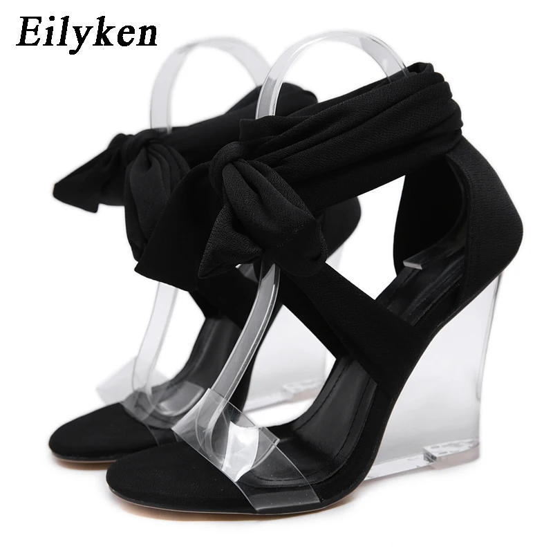 EilyKen модный из ПВХ прозрачный На прозрачной платформе сандалии на каблуке летние