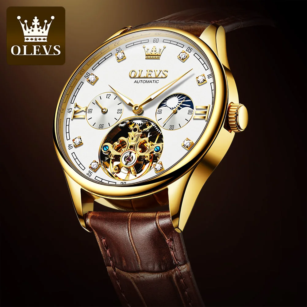 OLEVS High-end Watch Mechanical Men's Watch Leather Strap 30M Waterproof Fashion Men's Luxury Sports Men's Hollow Watch Clock
OLEVS High-end Watch Mechanical Men's Watch Leather Strap 30M Waterproof Fashion Men's Luxury Sports Men's Hollow Watch Clock