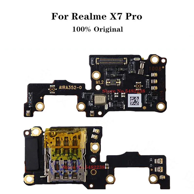

100% Original MIC SIM Card Reader For Realme X7 Pro X7Pro Microphone Connector SD/SIM Card Holder Flex Cable Replacement Parts