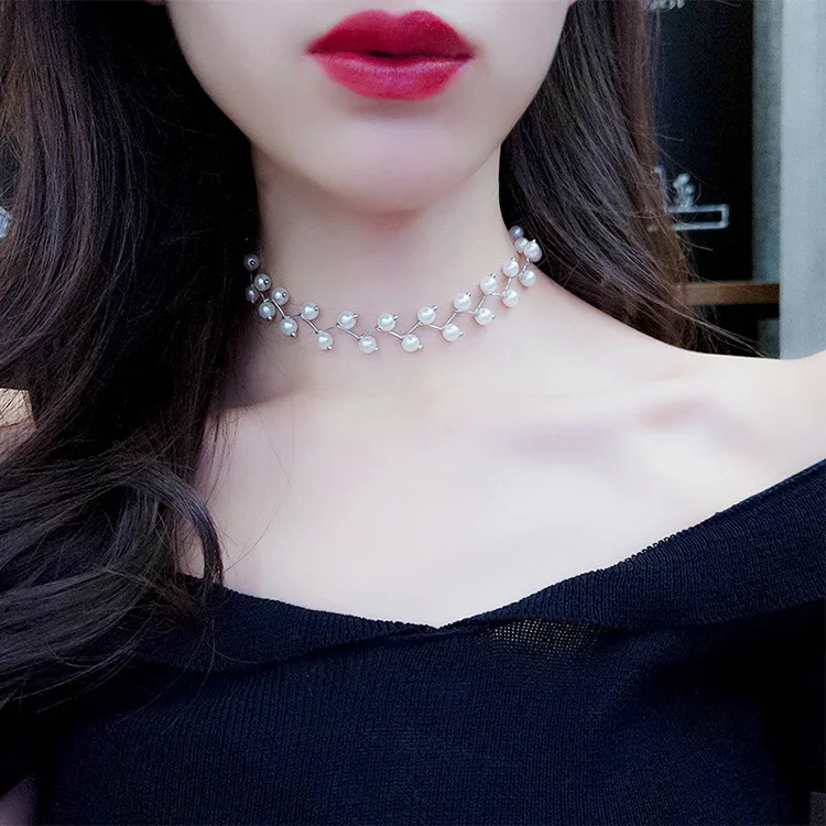 Корейская бижутерия модное простое короткое ожерелье с имитацией жемчуга