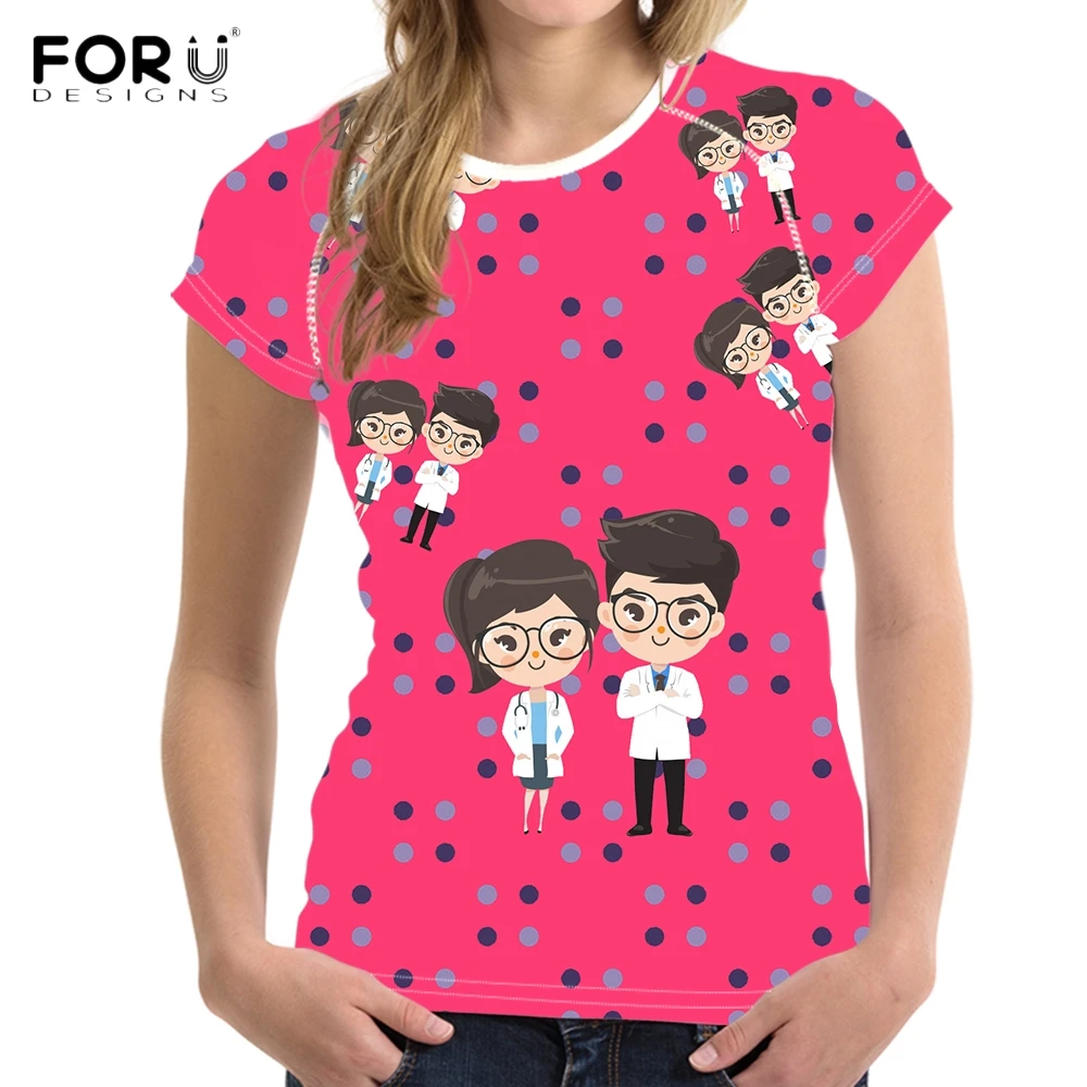 FORUDESIGNS Cute Cartoon Doctor Printed Women Summer Short Sleeve T Shirts Round Neck Soft Tshirts for Woman Streetwear Clothing
FORUDESIGNS Cute Cartoon Doctor Printed Women Summer Short Sleeve T Shirts Round Neck Soft Tshirts for Woman Streetwear Clothing