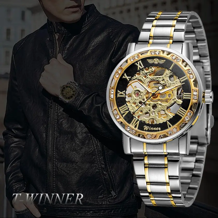 Hot Top Brand WINNER Luxury Men Transparent Fashion Diamond Luminous Movement Male Mechanical Skeleton Royal Design Wrist Watch
Hot Top Brand WINNER Luxury Men Transparent Fashion Diamond Luminous Movement Male Mechanical Skeleton Royal Design Wrist Watch