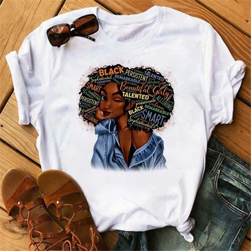 Female Tops Women Beautiful African Funny Print White T Shirt Girl Black Queen Harajuku Ulzzang Kawaii 90s Short Sleeves Clothes
Female Tops Women Beautiful African Funny Print White T Shirt Girl Black Queen Harajuku Ulzzang Kawaii 90s Short Sleeves Clothes