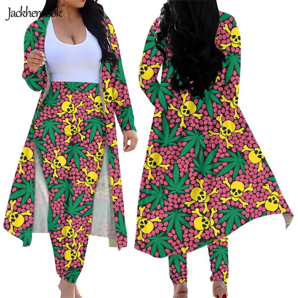 Jackherelook Weed Leaf Skull Print Long Sleeve Open Front Cardigan Gothic Clothing 2 Piece Outfits Cover Up High Waisted Pants
Jackherelook Weed Leaf Skull Print Long Sleeve Open Front Cardigan Gothic Clothing 2 Piece Outfits Cover Up High Waisted Pants